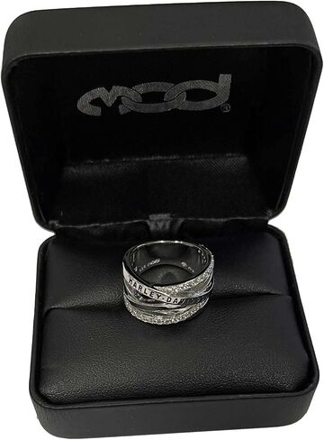 Harley-Davidson Women's Twisted Bling H-D Crystal Band Ring-Sterling Silver in Saudi Arabia
