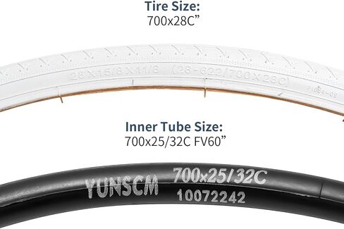 YUNSCM 2-PCS 700C إطارات الدراجة 28x1 5/8x1 1/8 700x28C/28-622 و700C أنابيب الدراجة شديدة التحمل صمام بريستا مع شريطين حافة متوافق مع إطارات وأنابيب الدراجة 700x26C 700x28C 700x30C (أبيض) in Saudi Arabia