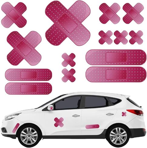 14 PCS Car Bandaid Sticker ، ملصقات مصد وردية للسيارات ، 8.7 بوصة ملصق مصد كبير مضحك ، شارات عملاقة للسيارات لغطاء Cover Dent Cratch ، 7 طراز وردي شارات كبير السيارة in Saudi Arabia