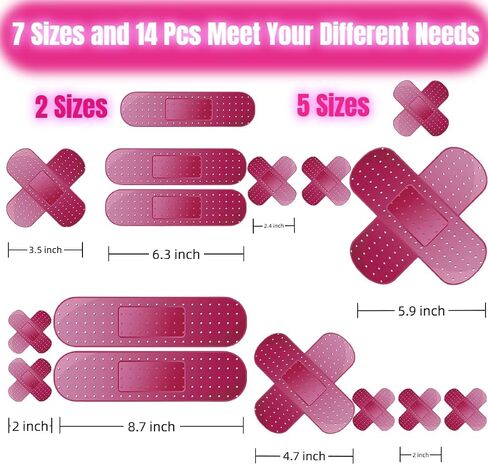 14 PCS Car Bandaid Sticker ، ملصقات مصد وردية للسيارات ، 8.7 بوصة ملصق مصد كبير مضحك ، شارات عملاقة للسيارات لغطاء Cover Dent Cratch ، 7 طراز وردي شارات كبير السيارة in Saudi Arabia