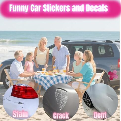 14 PCS Car Bandaid Sticker ، ملصقات مصد وردية للسيارات ، 8.7 بوصة ملصق مصد كبير مضحك ، شارات عملاقة للسيارات لغطاء Cover Dent Cratch ، 7 طراز وردي شارات كبير السيارة in Saudi Arabia