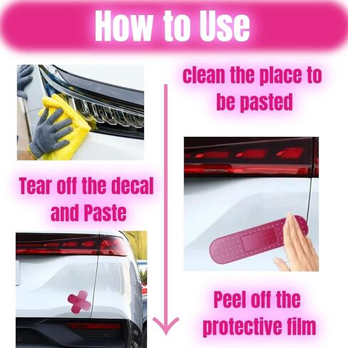 14 PCS Car Bandaid Sticker ، ملصقات مصد وردية للسيارات ، 8.7 بوصة ملصق مصد كبير مضحك ، شارات عملاقة للسيارات لغطاء Cover Dent Cratch ، 7 طراز وردي شارات كبير السيارة in Saudi Arabia
