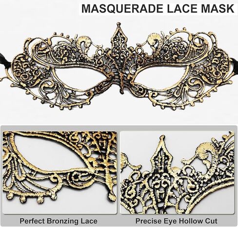 Masquerade Mask for Couple Men Venetian Mask for Halloween Lace Masque Costume Eyemask Party Prom Ball Mardi Gras in Kuwait
