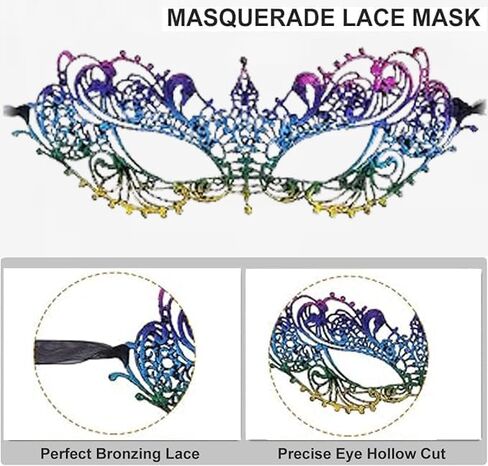 Masquerade Mask for Couple Men Venetian Mask for Halloween Lace Masque Costume Eyemask Party Prom Ball Mardi Gras in Kuwait
