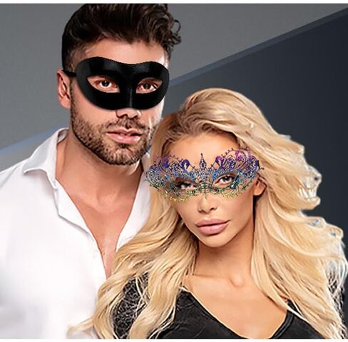 Masquerade Mask for Couple Men Venetian Mask for Halloween Lace Masque Costume Eyemask Party Prom Ball Mardi Gras in Kuwait