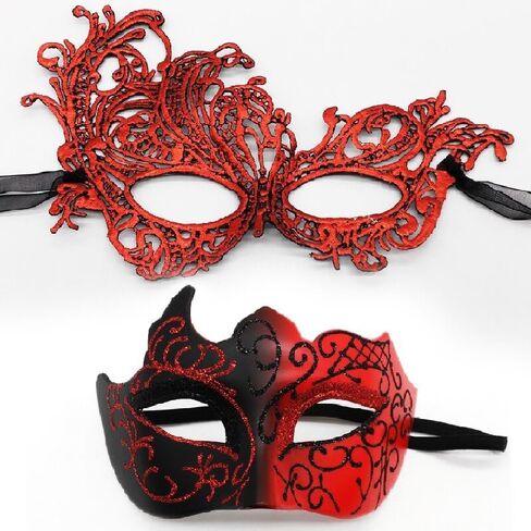 Masquerade Mask for Couple Men Venetian Mask for Halloween Lace Masque Costume Eyemask Party Prom Ball Mardi Gras in Kuwait