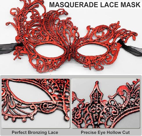 Masquerade Mask for Couple Men Venetian Mask for Halloween Lace Masque Costume Eyemask Party Prom Ball Mardi Gras in Kuwait