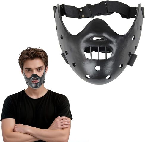 Hannibal Lecter Mask صمت فيلم The Lambs Horror Movie Demon Mask Killer Mostume Prop for Halloween in Kuwait