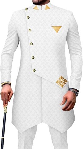 African Suits for Men Single Breasted Silm Fit Blazer and Pants 2 Piece Set Dashiki Attire for Wedding in Saudi Arabia