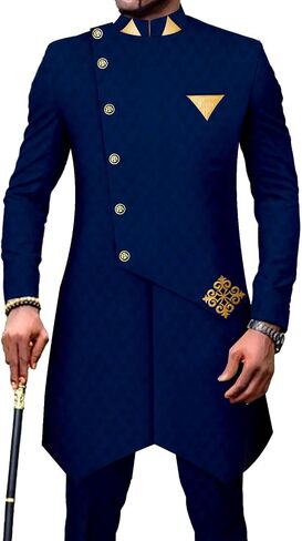 African Suits for Men Single Breasted Silm Fit Blazer and Pants 2 Piece Set Dashiki Attire for Wedding in Saudi Arabia
