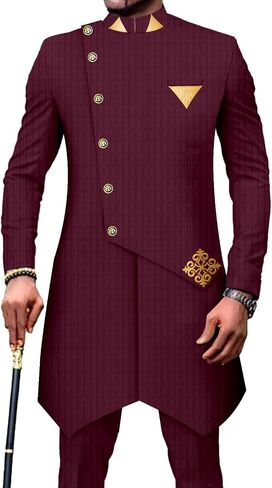 African Suits for Men Single Breasted Silm Fit Blazer and Pants 2 Piece Set Dashiki Attire for Wedding in Saudi Arabia