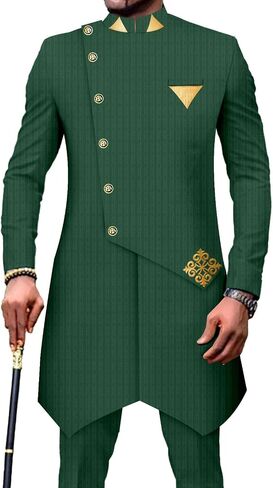 African Suits for Men Single Breasted Silm Fit Blazer and Pants 2 Piece Set Dashiki Attire for Wedding in Saudi Arabia