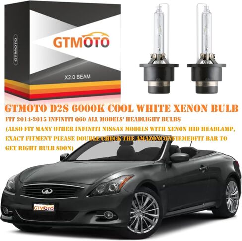 for 2008 2009 2010 2011 2012 2013 2014 Infiniti G37 Headlight, G35 G25 Bi Xenon Headlamp HID Bulbs D2S, 6000K Cool Bright White OEM 35W D2SC1 Projector Light Replacement, 2-Pack in Saudi Arabia
