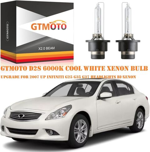 for 2008 2009 2010 2011 2012 2013 2014 Infiniti G37 Headlight, G35 G25 Bi Xenon Headlamp HID Bulbs D2S, 6000K Cool Bright White OEM 35W D2SC1 Projector Light Replacement, 2-Pack in Saudi Arabia