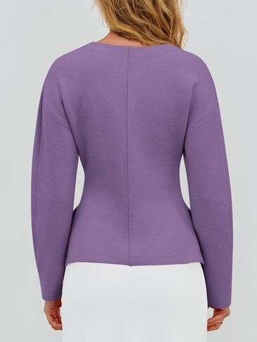 Saodimallsu Womens V Neck Sweater Blazer Peplum Long Sleeve Knit Open Front Split Cardigan Sweaters in Saudi Arabia