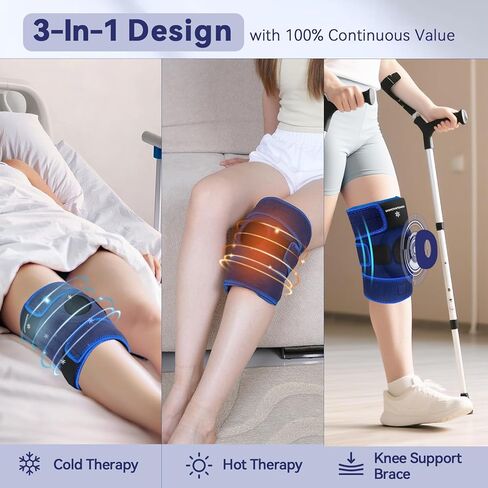 غلاف حزمة الجليد Kingpavonini 3-in-1 بعد الجراحة البديلة ، وحزم ثلج هلام قابلة لإعادة الاستخدام للإصابات ، والعلاج البارد/الساخن ، ولفائف الجليد لتخفيف آلام الركبة ، والتورم ، والتهاب المفاصل ، ودموع الغضروف المفصلي ، و ACL in Kuwait