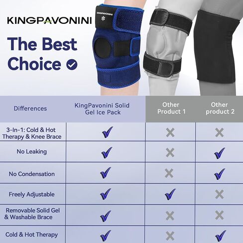 غلاف حزمة الجليد Kingpavonini 3-in-1 بعد الجراحة البديلة ، وحزم ثلج هلام قابلة لإعادة الاستخدام للإصابات ، والعلاج البارد/الساخن ، ولفائف الجليد لتخفيف آلام الركبة ، والتورم ، والتهاب المفاصل ، ودموع الغضروف المفصلي ، و ACL in Kuwait