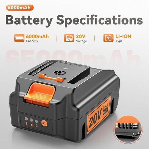 2 Pcaks 18V 3.0Ah Lithium Batteries Replace for Worx 18V Battery WA3512, Compatible with Worx WA3525 WA3523 WA3578 WA3520 WA3575 WA3522 WA3544 WA3671 and 18V/20V Power Tools (20V Max) in Kuwait