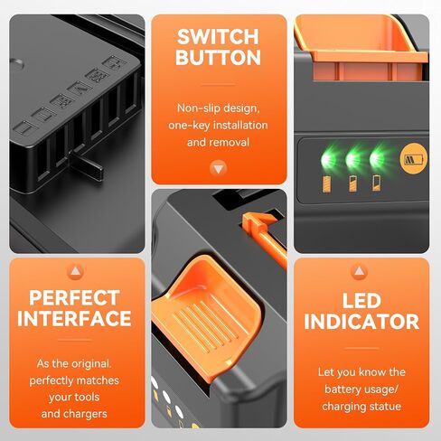 2 Pcaks 18V 3.0Ah Lithium Batteries Replace for Worx 18V Battery WA3512, Compatible with Worx WA3525 WA3523 WA3578 WA3520 WA3575 WA3522 WA3544 WA3671 and 18V/20V Power Tools (20V Max) in Kuwait