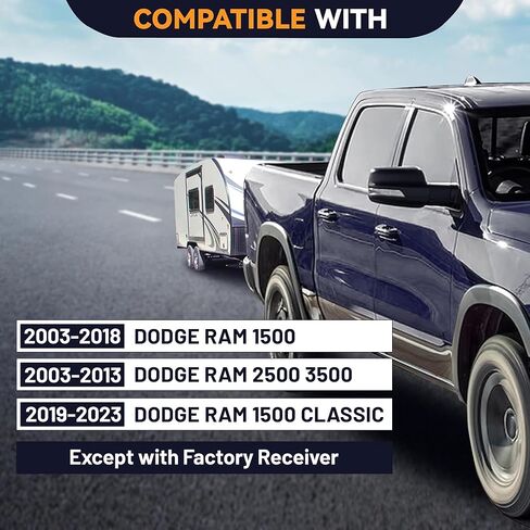 Kuafu Class 3 Trowing Trailer Hitch متوافق مع 2003-2023 Dodge RAM 1500 2500 3500 Classic الخلفي المتلقي القطر السحب كومبو مع مجموعة الغلاف - 2 بوصة in Saudi Arabia