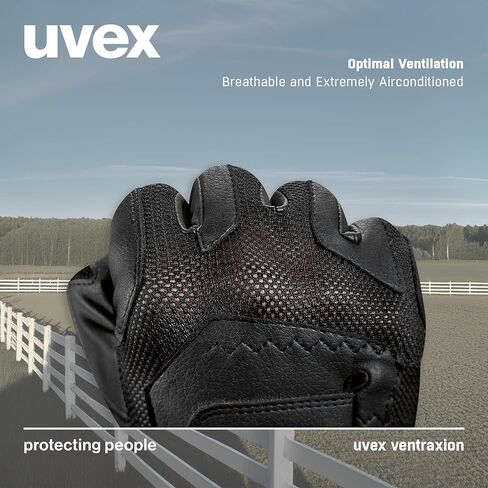 قفازات ركوب الخيل Uvex قابلة للتمدد وقابلة للتنفس (غربية/إنجليزية) للنساء والرجال، فينتراكسيون، بني، مقاس 6-7 in Saudi Arabia