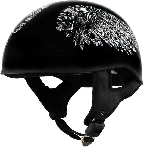 Hot Leathers Advanced Motorcycle DOT Skull Cap Classic Half Helmets Biker HLD HLT in Saudi Arabia