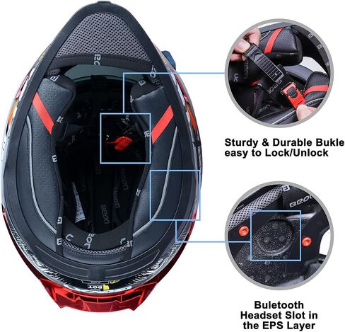 Beon Full Face Potorcycle Helmet ، خوذة دراجة في الشوارع مع أقنعة واضحة وملونة وفتحات متعددة ، معتمدة Motocross Casco Dot للرجال البالغين نساء in Kuwait