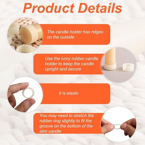 16pcs Rubber Candle Holder Rings, 7/8" OD 3/4" ID 3/8" H Taper Candle Sticks Grippers Washers for Fixing Upright Cone-Shaped Wax Halloween Wedding Communion in Saudi Arabia