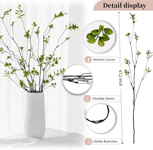 4pcs فروع ficus الاصطناعية فو ، ينبع الأوكالبتوس ، 47.2 بوصة من الخضرة المزيفة ينبع النباتات الاصطناعية لزخارف حشو المزهرية ، وفروع أوراق وهمية ديكور القطع المركزية (4pcs) in Kuwait
