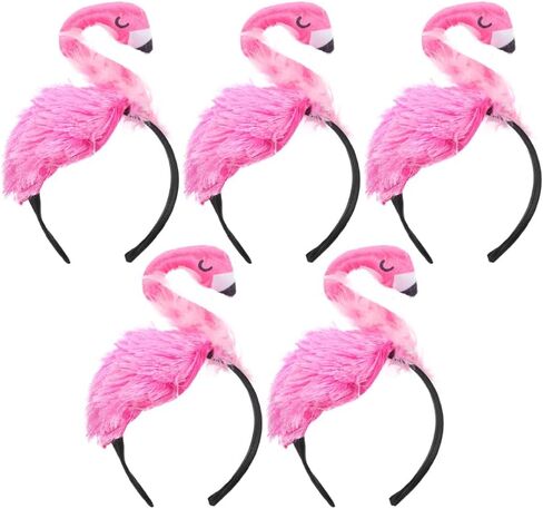 DeChous 5pcs عصابات رأس Flamingo الوردي: هاواي فلامنغو قبعة رئيس الرأس الحزب الاستوائي ملحق الشعر للنساء البالغين الأطفال هاواي كرنفال الأزياء in Kuwait