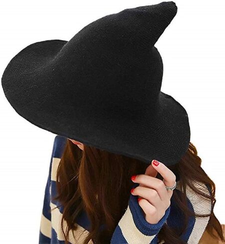Women's Halloween Witch Hat Wool Knitted Cap for Party Cosplay Costume Accessory in Saudi Arabia