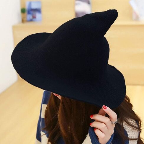 Women's Halloween Witch Hat Wool Knitted Cap for Party Cosplay Costume Accessory in Saudi Arabia