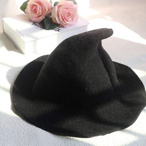 Women's Halloween Witch Hat Wool Knitted Cap for Party Cosplay Costume Accessory in Saudi Arabia