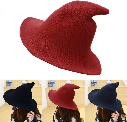 Women's Halloween Witch Hat Wool Knitted Cap for Party Cosplay Costume Accessory in Saudi Arabia