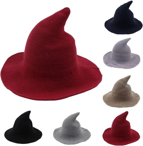 Women's Halloween Witch Hat Wool Knitted Cap for Party Cosplay Costume Accessory in Saudi Arabia