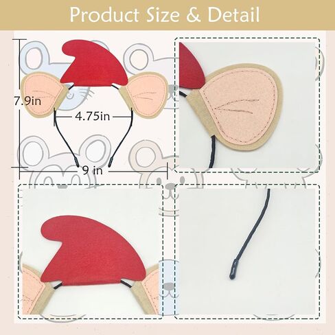 Red Hat Mouse Ears Headband Halloween Mice Headwear Accessories for Women in Saudi Arabia