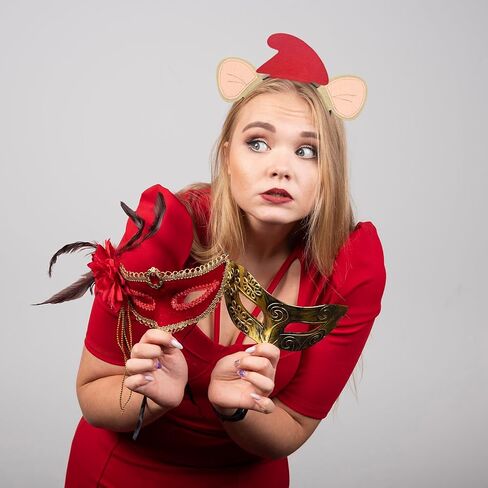 Red Hat Mouse Ears Headband Halloween Mice Headwear Accessories for Women in Saudi Arabia
