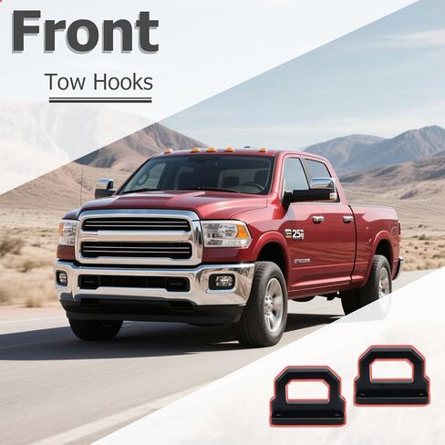 Front Tow Hooks, D-Ring Shackle Compatible with RAM 2500 3500 2WD & 4WD (2003 2004 2005 2006 2007 2008 2009 2010 201 2012 2013 2014 2015 2016 2017 2018)​ (Black) in Saudi Arabia