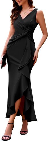 BeryLove Formal Wedding Guest Evening Midi Ruffle Dresses Cocktail Elegant Dress in Saudi Arabia