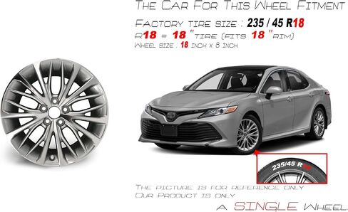 New 18x8 18" Single Wheel for 2018–2021 Toyota Camry | OEM Design Replacement Rim | Machined Silver | Front or Rear Factory-Style Car Wheel | Direct Fit - OE Stock Specs | 75221 75221A in Saudi Arabia