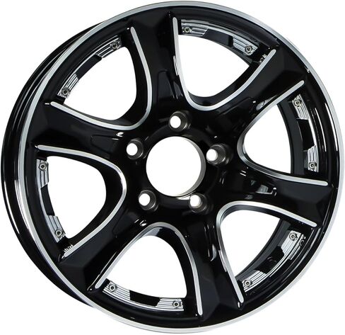eCustomrim 2-Pack 14" Aluminum Trailer Wheels 14X5.5 5 Lug 4.5" Center Thoroughbred Black Chrome Accent in Saudi Arabia