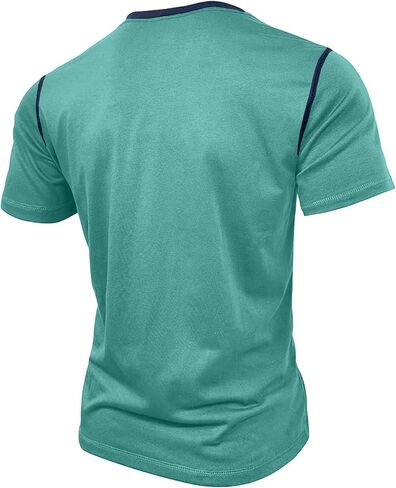 HOTake Men's Henley Shirts Short Sleeve Fitted Cotton Muscle T-Shirt with Button in Kuwait