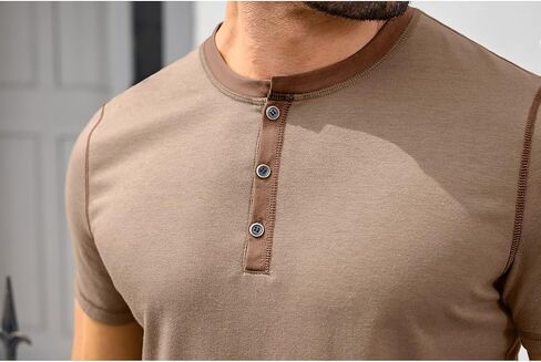 HOTake Men's Henley Shirts Short Sleeve Fitted Cotton Muscle T-Shirt with Button in Saudi Arabia