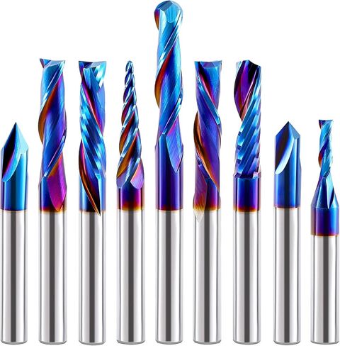 HQMaster CNC Router Bits 4pcs 1/4 Inch Shank Carving Bit Set for Wood Detail Profile V Groove Engraving Solid Carbide CNC Router Bit Collection in Kuwait