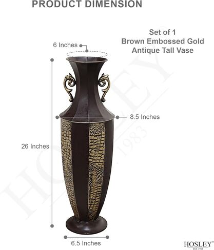 Hosley Decorative Embossed Metal Tall Floor Vase 26 Inch High. Ideal Gift for Weddings Party Spa Reiki Meditation Settings in Saudi Arabia
