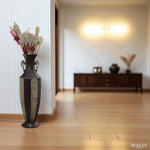 Hosley Decorative Embossed Metal Tall Floor Vase 26 Inch High. Ideal Gift for Weddings Party Spa Reiki Meditation Settings in Saudi Arabia