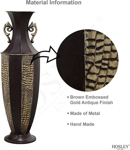 Hosley Decorative Embossed Metal Tall Floor Vase 26 Inch High. Ideal Gift for Weddings Party Spa Reiki Meditation Settings in Saudi Arabia