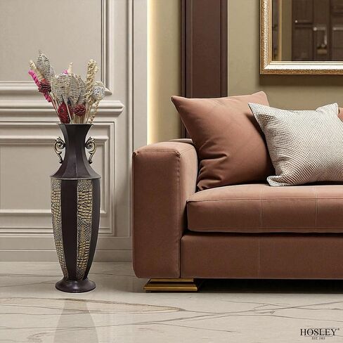 Hosley Decorative Embossed Metal Tall Floor Vase 26 Inch High. Ideal Gift for Weddings Party Spa Reiki Meditation Settings in Saudi Arabia
