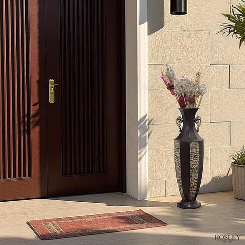 Hosley Decorative Embossed Metal Tall Floor Vase 26 Inch High. Ideal Gift for Weddings Party Spa Reiki Meditation Settings in Saudi Arabia
