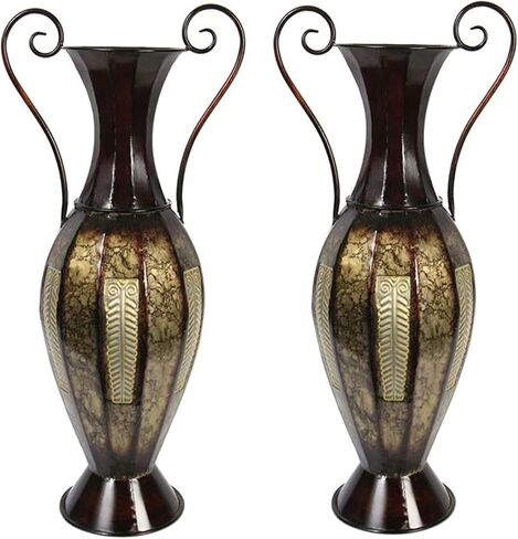 Hosley Decorative Embossed Metal Tall Floor Vase 26 Inch High. Ideal Gift for Weddings Party Spa Reiki Meditation Settings in Saudi Arabia